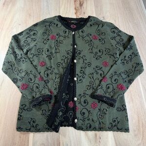 NOVICA Sz Large 50% Alpaca Funky Fun Fiber Artist Art-to-Wear Cardigan Sweater